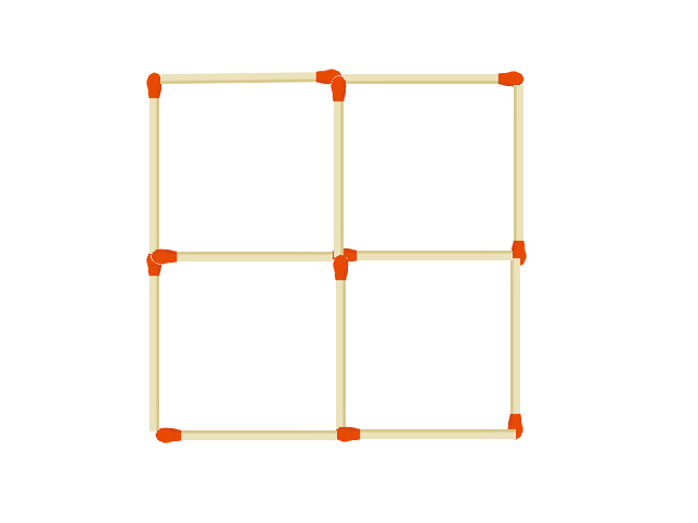 マッチ棒１２本で出来た正方形が４つある これを４本動かして四角形７つにしてください Jyankquiz