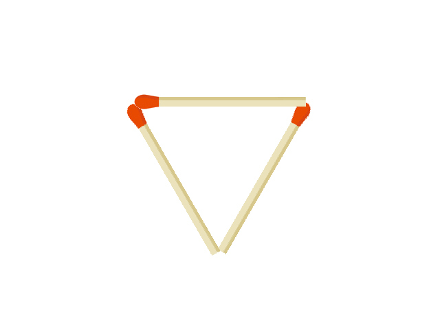 マッチ棒クイズ マッチ棒3本で出来た正三角形 3本足して同じ三角形を4つにしてください Jyankquiz